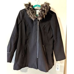 Maralyn & Me Faux-Fur trim hooded Jacket Coat 2XL